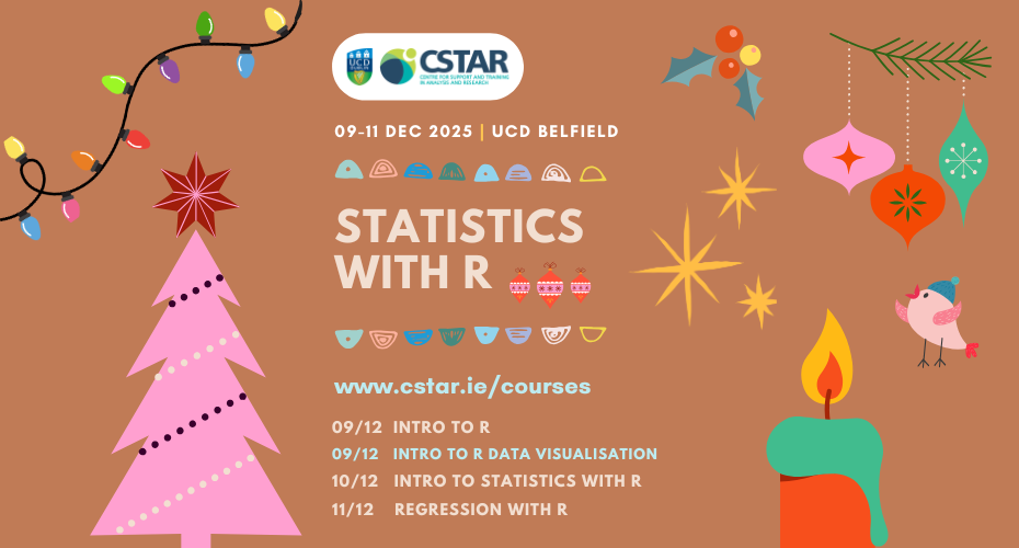 Flyer for upcoming R course at UCD CSTAR